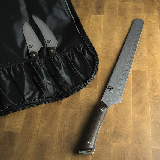 Kanso 4 Piece BBQ Set | Includes 5" Asian Multi-Prep, 6" Boning & Fillet, 12" Brisket Knife & Roll, AUS10A Stainless Steel Blades, Tagayasan Handle