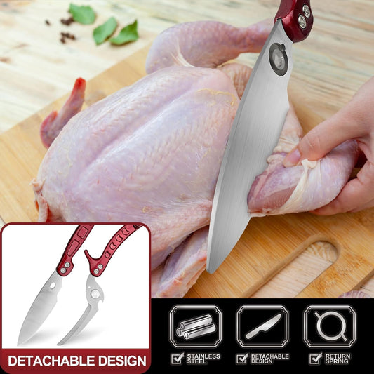 2 Pack Kitchen Scissors, Kitchen Shears with Herb Scissors, Heavy Duty Stainless Steel Poultry Shears for Turkey, Chicken, Thanksgiving, Christmas Day