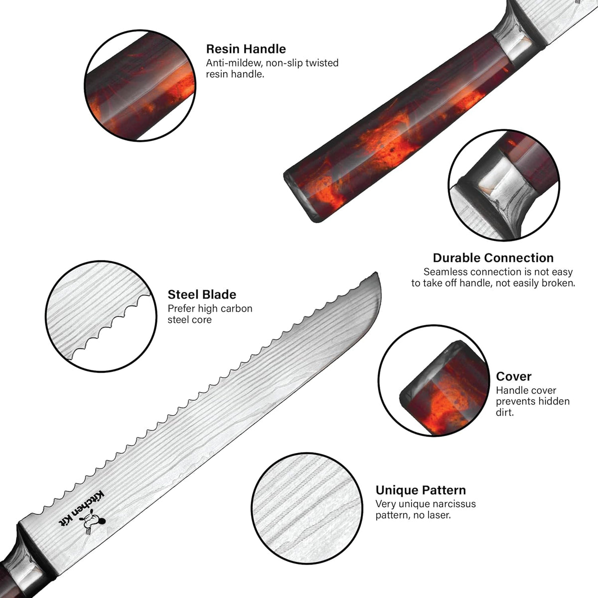 Bread Knife for Homemade Bread Sourdough – Damascus Style Serrated Bread Knife 10 Inch - Ultra Sharp Cuchillo para Pan for Cakes, Bagels & Artisan Loaves