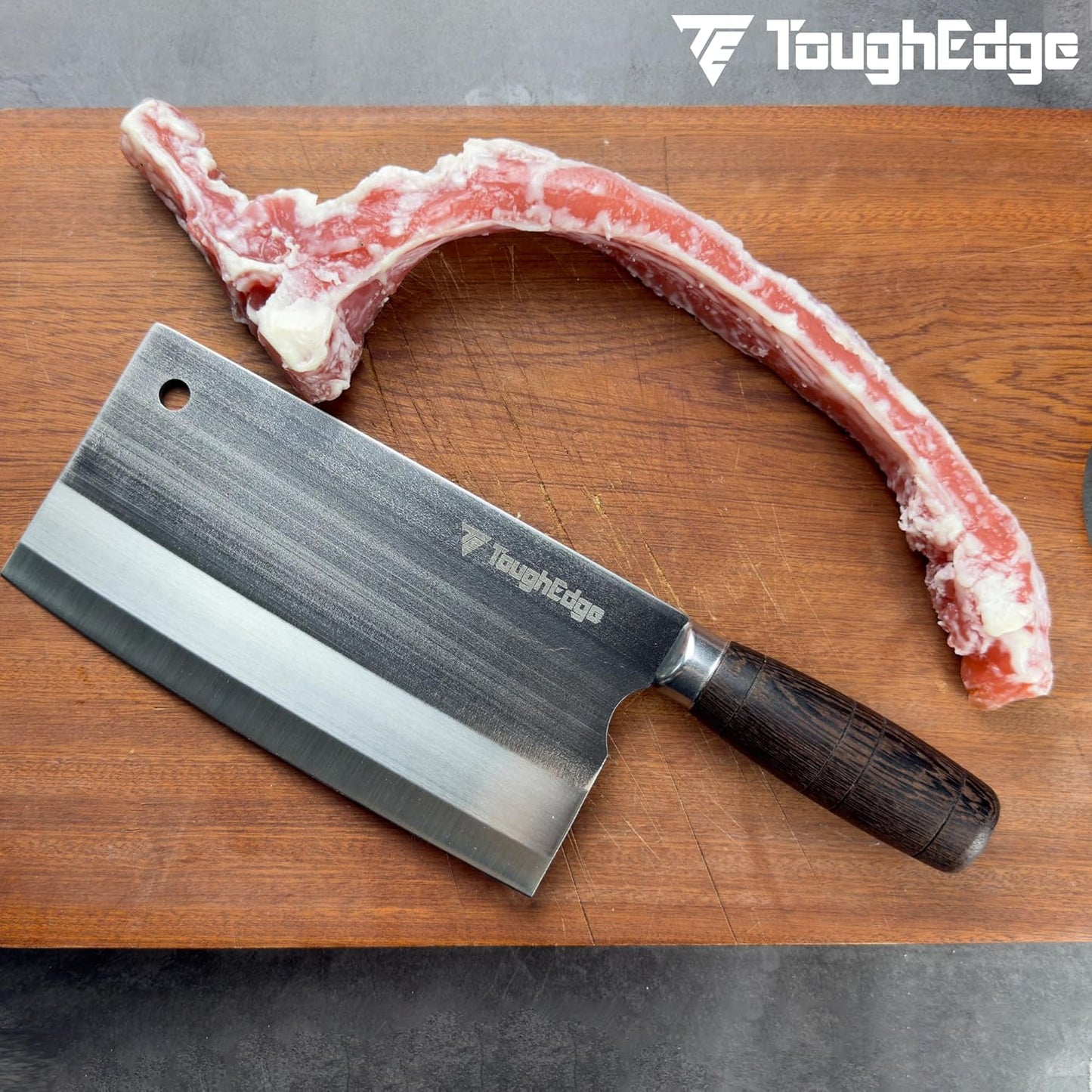 Meat Cleaver Knife, forged 8.07" Bone Chopper, 6mm Thick Blade, All-in-One Chop & Slice Knife with Wenge Wood Handle for Home Kitchen & BBQ
