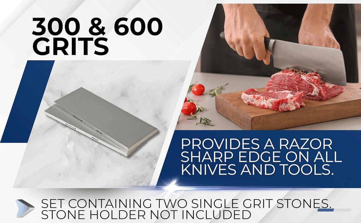 Ultra Sharp Diamond Sharpening Stone Set - Fine/Extra Fine - 8 x 3