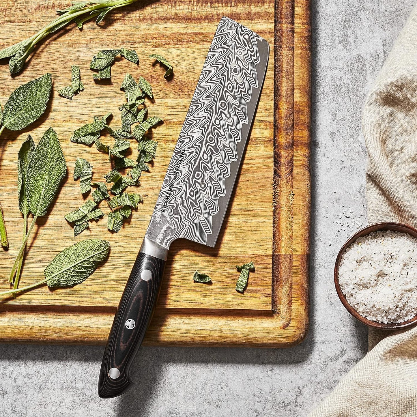 KRAMER EUROLINE Damascus Collection 6.5-inch Razor-Sharp German Nakiri Knife, Made in Company-Owned German Factory with Special Formula Steel perfected for almost 300 Years