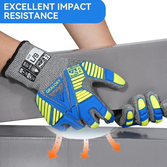 Level 7 Cut Resistant Gloves, Safety Work Gloves for Men Women | Touch Screen Impact Gloves, ANSI Level A7 Protection