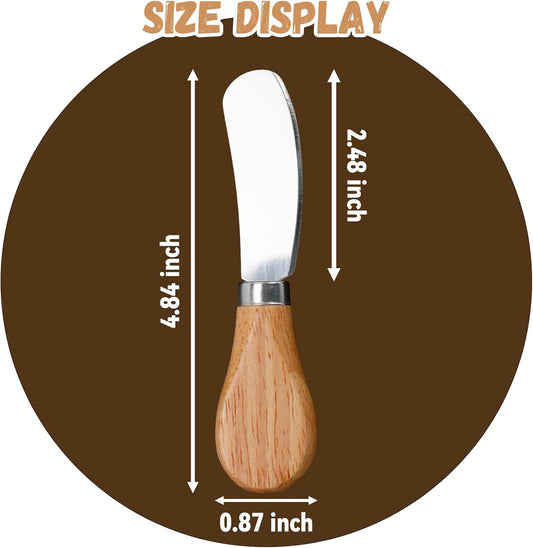 16Pieces Premium Cheese Spreader Durable Stainless Steel Cheese Butter Knife with Bamboo Handle Butter Spreader Cream Cheese Cake Condiment Knife Set