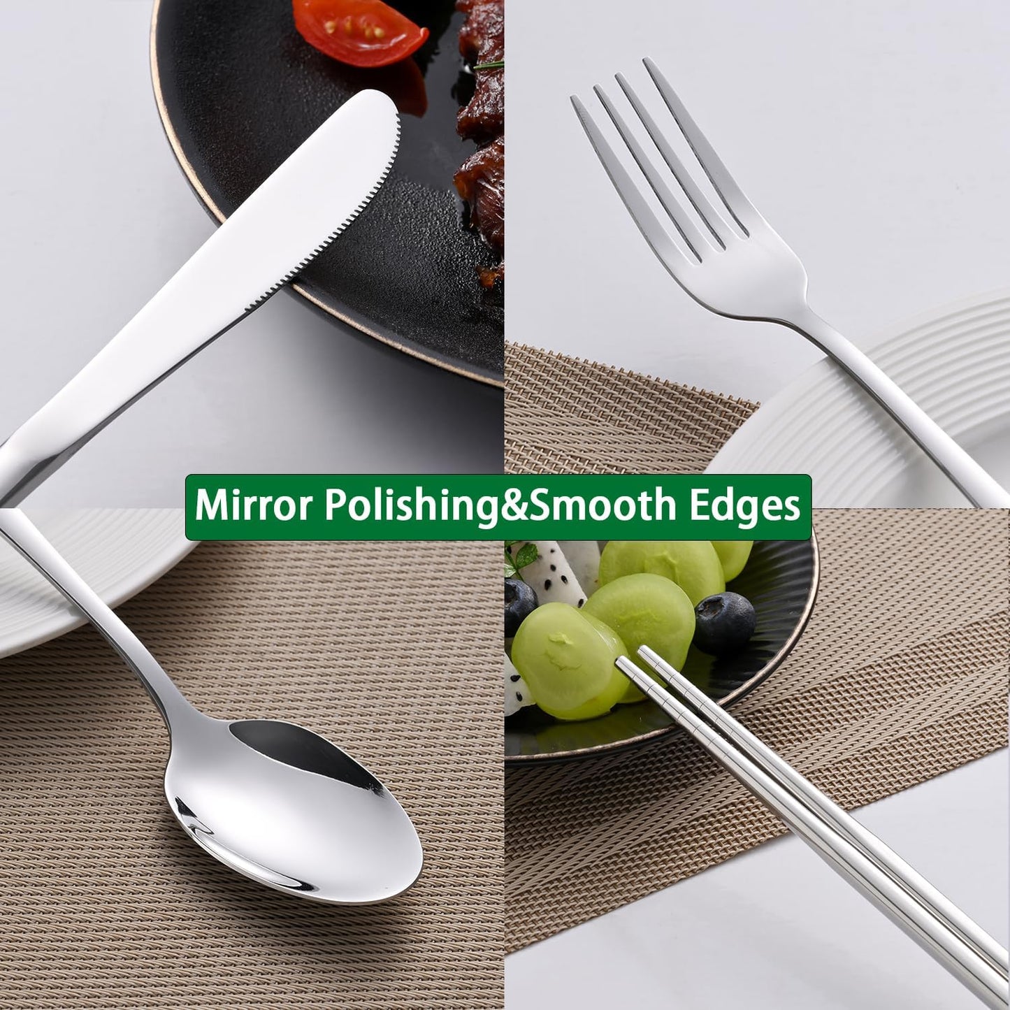 Rainbow Working Lunch Silveware Set,Reusable Travel Utensils Set With Case Includes Stainless Steel Chopsticks Knife Spoon And Fork,Camping Picnic Essentials