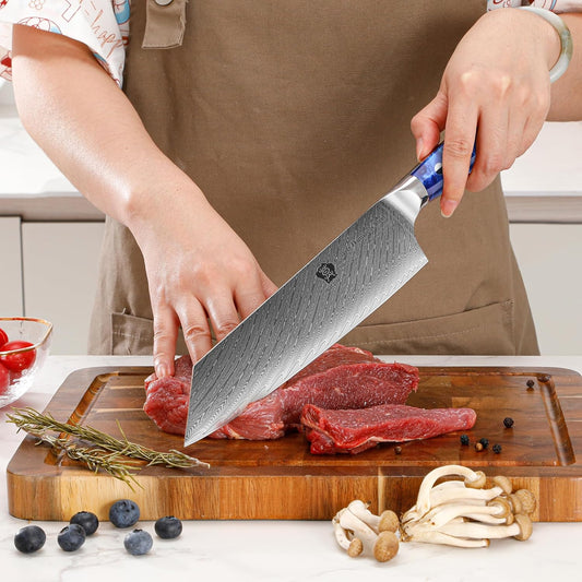 Kiritsuke Knife - 8.5” Classic Master Chef's Knife - Japanese Damascus Steel - Ergonomic Resin Handle - Gift Box