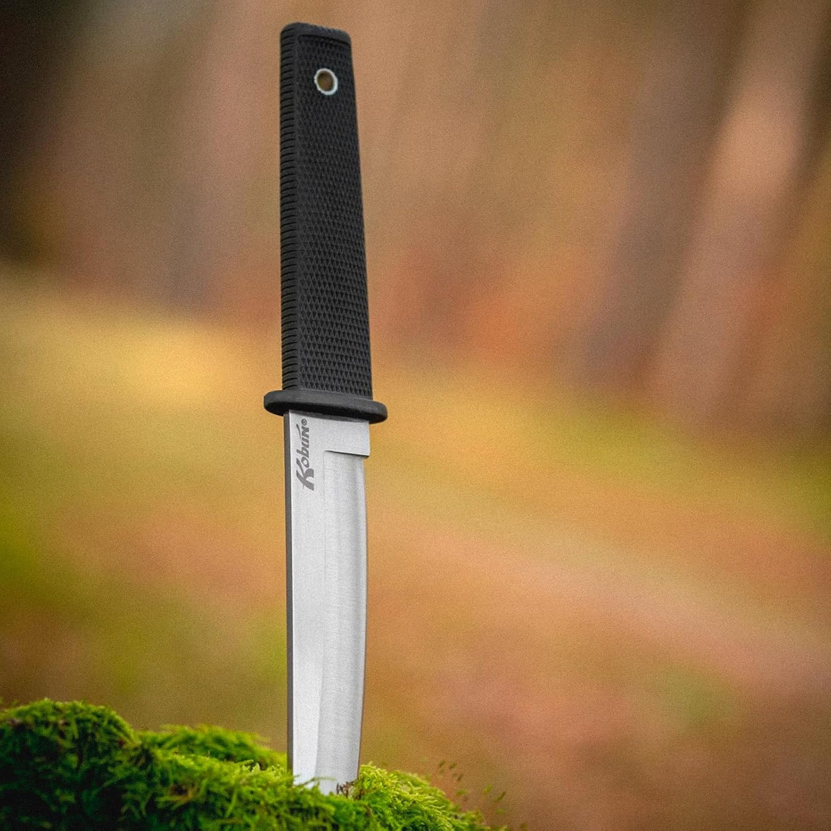 Cold Steel Kobun Serrated 5.5" Japanese AUS8A Stainless Steel American Tanto Shape Fixed Blade Tactical Hunting Knife, Ergonomic Kray-Ex Handle, Secure-Ex Sheath