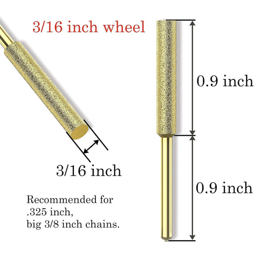 Titanium Coated Chainsaw Sharpener Bits, High Hardness Sharpening Wheels for Electric Chain Saw Sharpeners & Rotary Tools, Includes Copper Collet. 8 Pcs (3/16", 4.8mm)