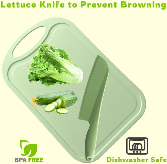 Lettuce Knife to Prevent Browning, 11" Plastic Knife for Cutting Veggies, Fruits, Cakes, Brownies, Bread, Dishwasher Safe (1, Blue)