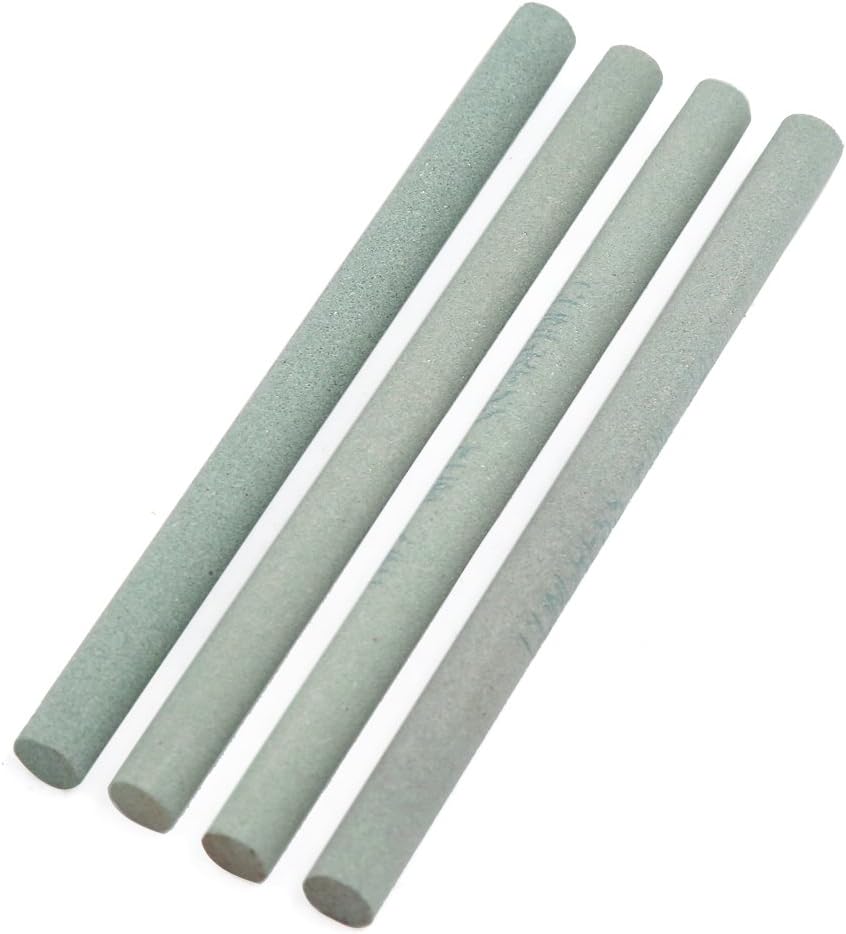 Green Abrasives Round Rod Sharpening Grinding Oil Stone Whetstone 320 Grit 4 Pcs