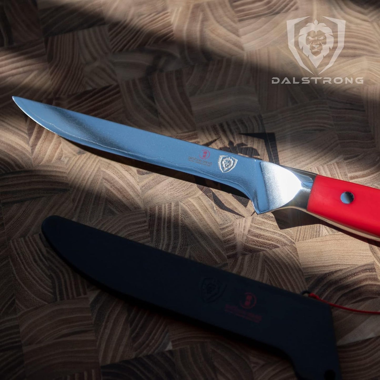 Boning Knife - 6 inch - Shogun Series - Japanese AUS-10V Super Steel Knife Gift- Vacuum Treated- Crimson Red ABS Handle - Razor Sharp Fillet Knife - Meat Cutting, Carving, Trimming w/Sheath