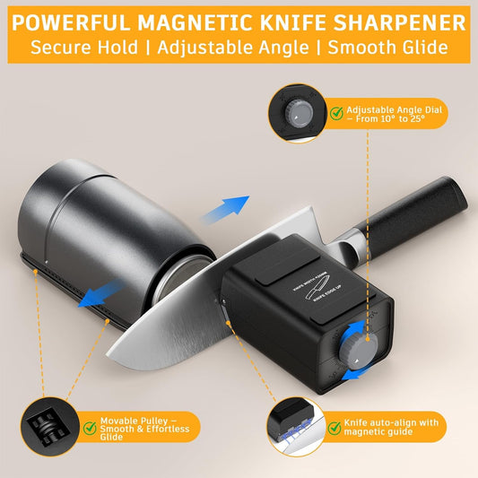 Knife Sharpener Rod, Kitchen Knives Sharpener Carbon Steel Professional Knife Sharpening Steel, Honing Rod with Hanging Holes (13 inches) (Grey, Electric)