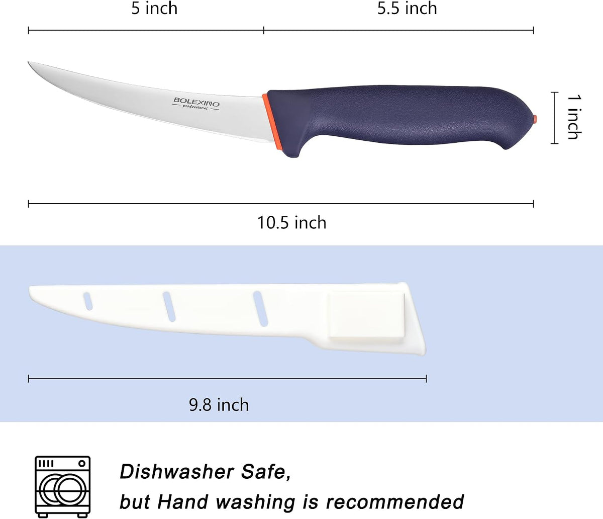 6 Inch Boning Knife Flexible Curved Blade for Meat & Fish Deboning