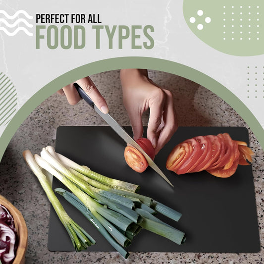 Disposable Cutting Boards for Kitchen 15 Count Black Cutting Board 10 Inch X 13.5 Inch Flexible Cutting Boards For Kitchen ~ Patent Pending ~ Recyclable Disposable Cutting Board Sheets