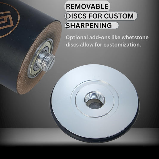 Rolling Knife Sharpener, Diamond & Ceramic Discs offer 15° & 20° Magnetic Angle Guides, Fast Sharpening for any Hardness, Kitchen Knives Sharpning Kit, Razor-Sharp Edge, Leather Strop, (Wood)