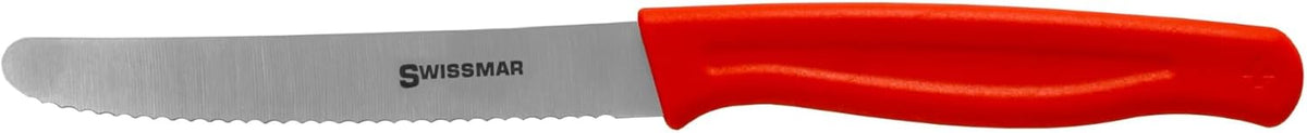 Utility/Tomato Knife – 4.3" German Stainless Steel Blade – Swiss Made One-Piece Design – Red Polypropylene Handle – Precision Cutting – Safety Sleeve Included – Kitchen Prep Knife