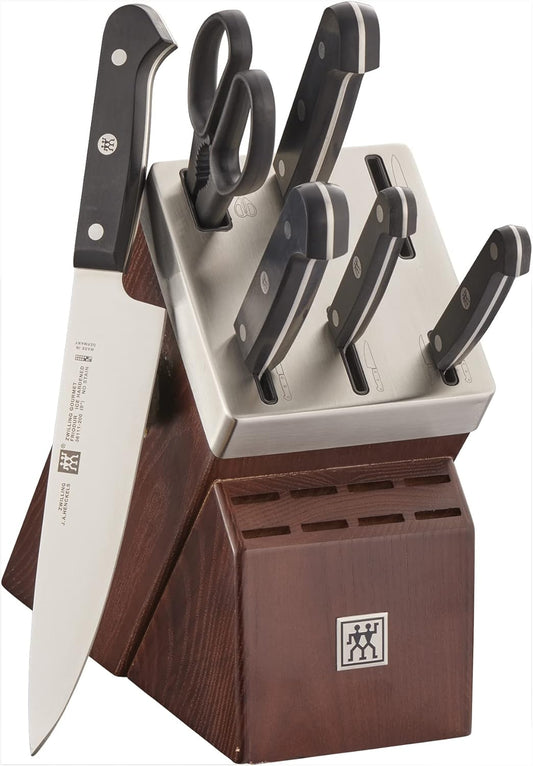 Gourmet 7-Piece Razor-Sharp German Knife Block Set, Made in Company-Owned German Factory with Special Formula Steel perfected for almost 300 Years, Dishwasher Safe