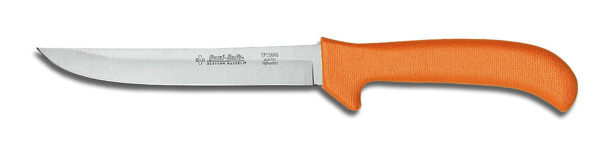 EP156HG Sani-Safe (11233) Boning Knife, 6", hollow ground, stain-free, high-carbon steel, non-slip, orange, polypropylene handle