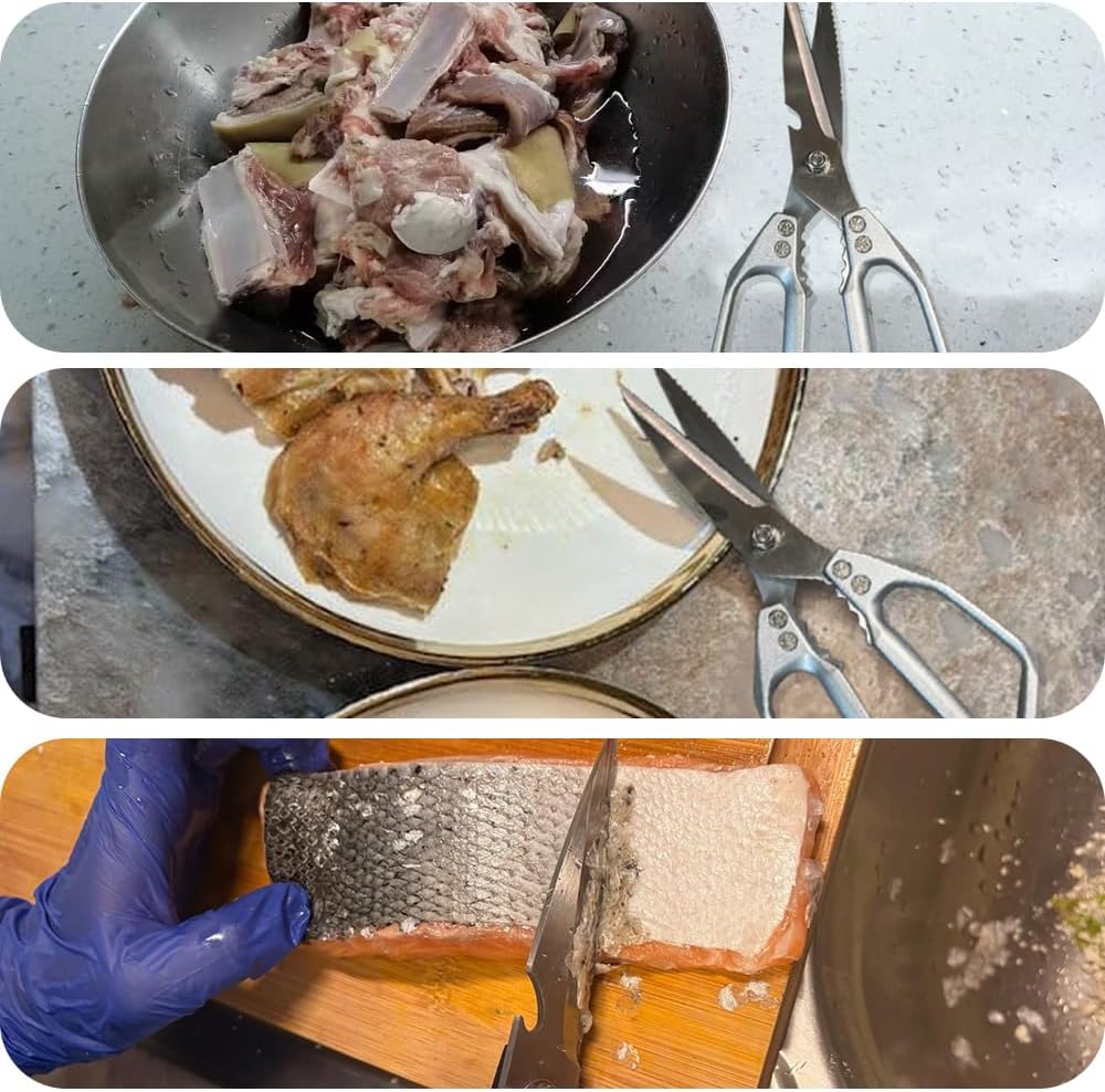 Kitchen Shears, All Purpose Heavy Duty Poultry Shears, Ultra Sharp Japanese Meat Scissors, ,Dishwasher cleaning Safe tainless Steel Comfort Grip Handle Kitchen Scissors for Food, Chicken Bones, Turkey