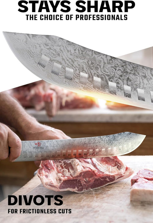 Bull Nose Butcher Knife - 10 inch - Shogun Series ELITE - Japanese AUS-10V Super Steel - Vacuum Heat Treatment - with Sheath - Meat, BBQ, Breaking Knife - Kitchen Knife - BBQ, Brisket