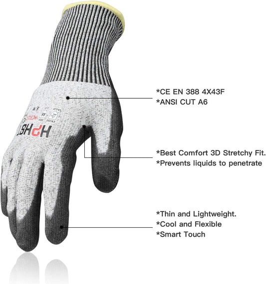 Cut Resistant Gloves Level A6 Cut Proof Work Gloves Smart Touch