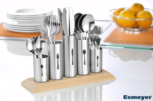Cutlery Holder Stainless Steel, Wood, stainlesssteel, 1-Pack