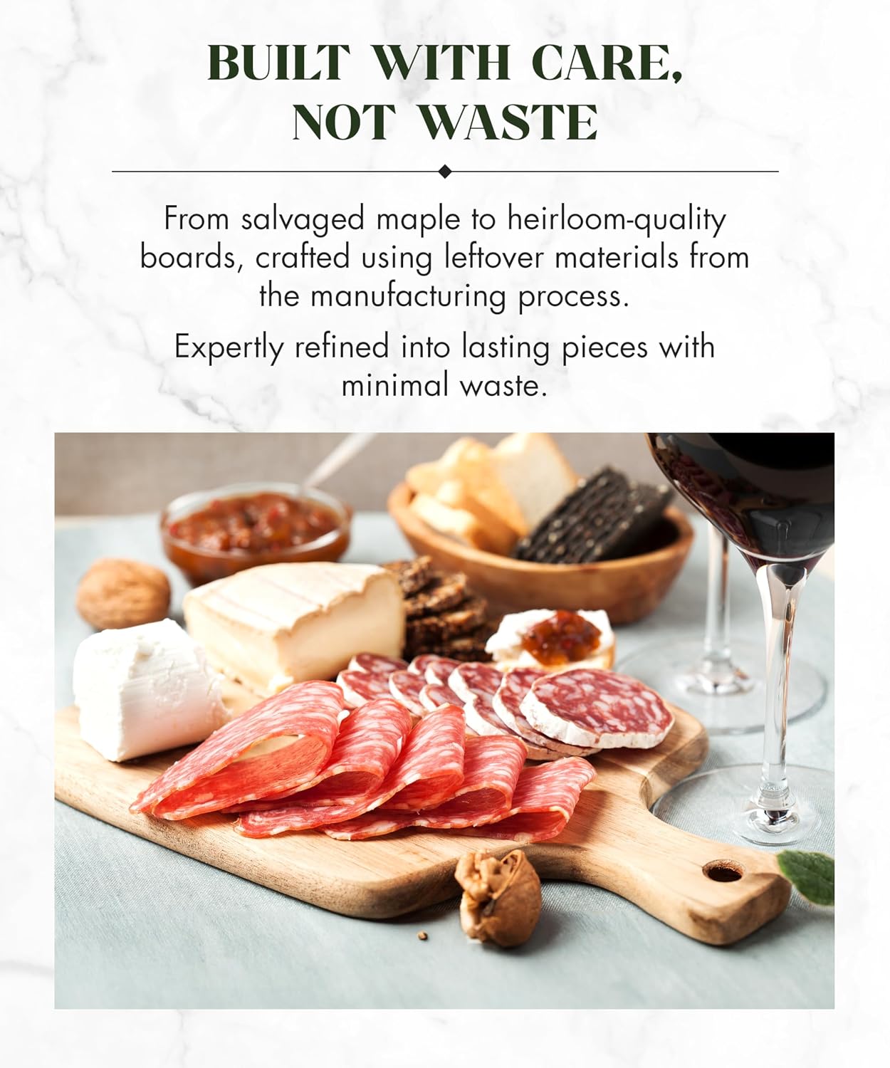 Canadian Maple Wood Cutting Board with Handle, 7 x 10 x 0.75 in | Multi-Purpose Charcuterie Board, Flat Paddle, for Meat, Cheese, Veggies, Serving