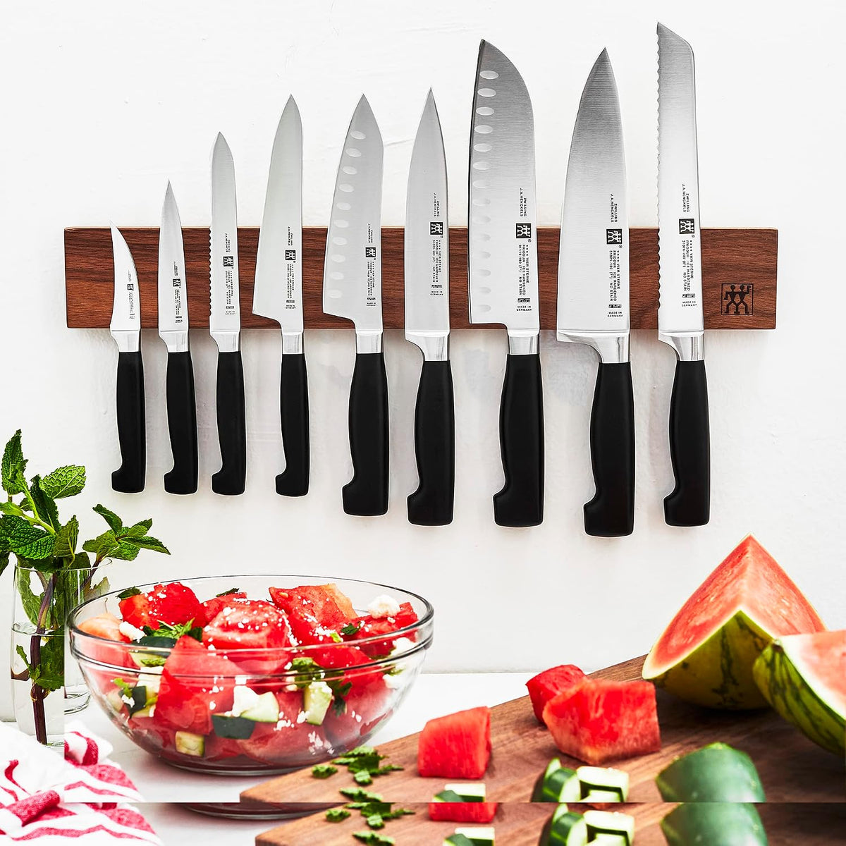 Four Star 7-inch Razor-Sharp German Santoku Knife, Made in Company-Owned German Factory with Special Formula Steel perfected for almost 300 Years, Dishwasher Safe