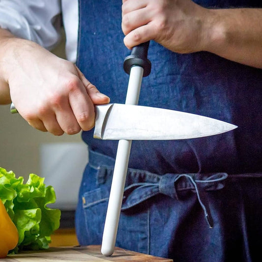 Knife Sharpener Rod, 8 Inch Ceramic Honing Rod for Kitchen Knives, Ceramic Sharpening Rod for Professional Chefs & Home Cooks, Sharpener Stone Tool, Easy Grip Tool for Chef Knives