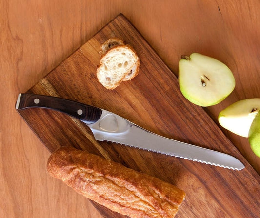 Forged German Stainless Steel Serrated Bread Knife, 8.5" Blade with Walnut Packwood Handle