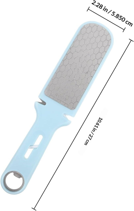 Stainless Steel Sharpening Stone round Shape Multifunctional Knife Sharpener with Holder Blue for Home Kitchen Gardening Pruner and Chisel Tools