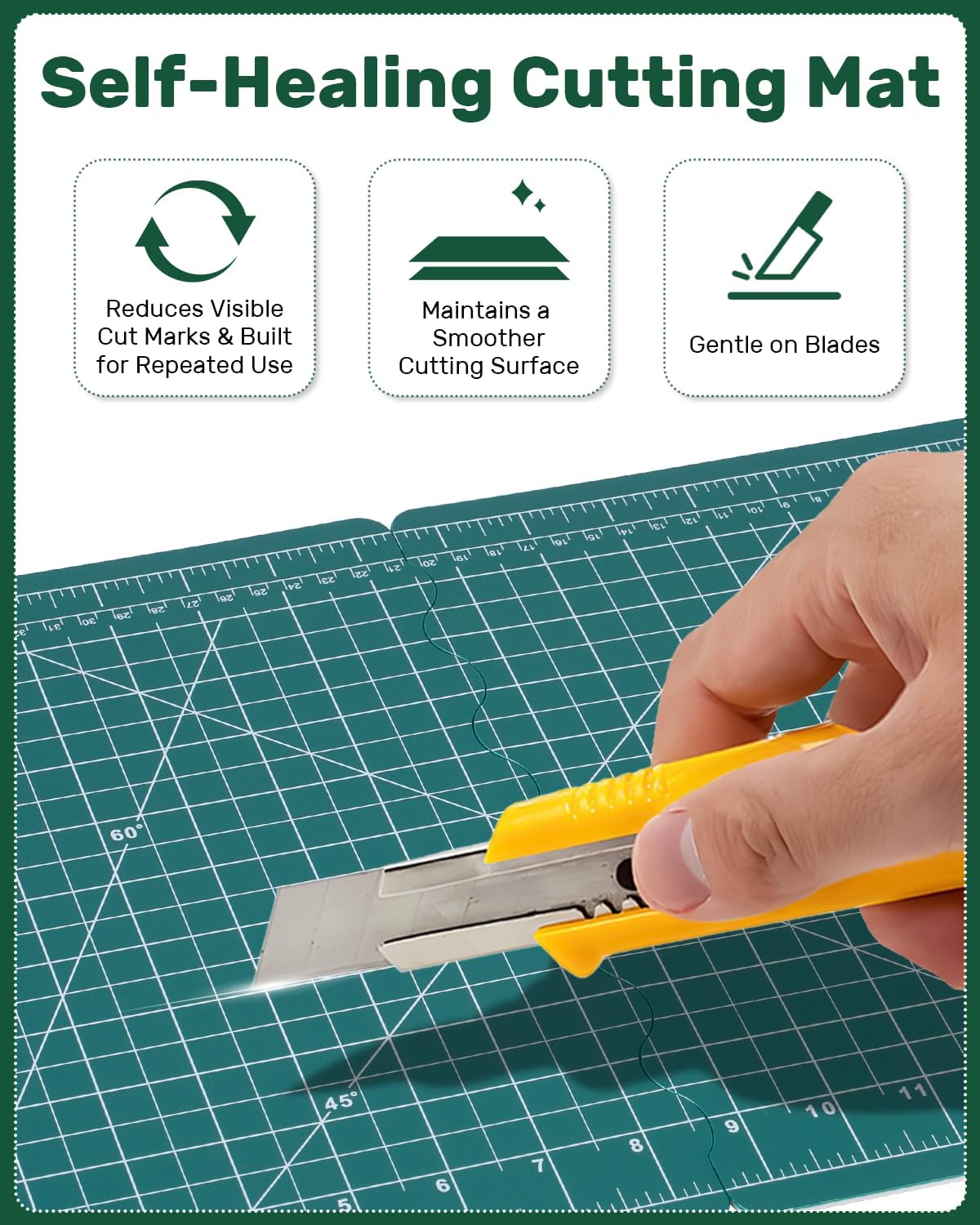 Foldable Self-Healing Cutting Mat, 17" x 11", Double-Sided Rotary Cutting Mat for Sewing, Quilting, Scrapbooking, Fabric Craft & Hobby Use, Craft Cutting Board(A3)
