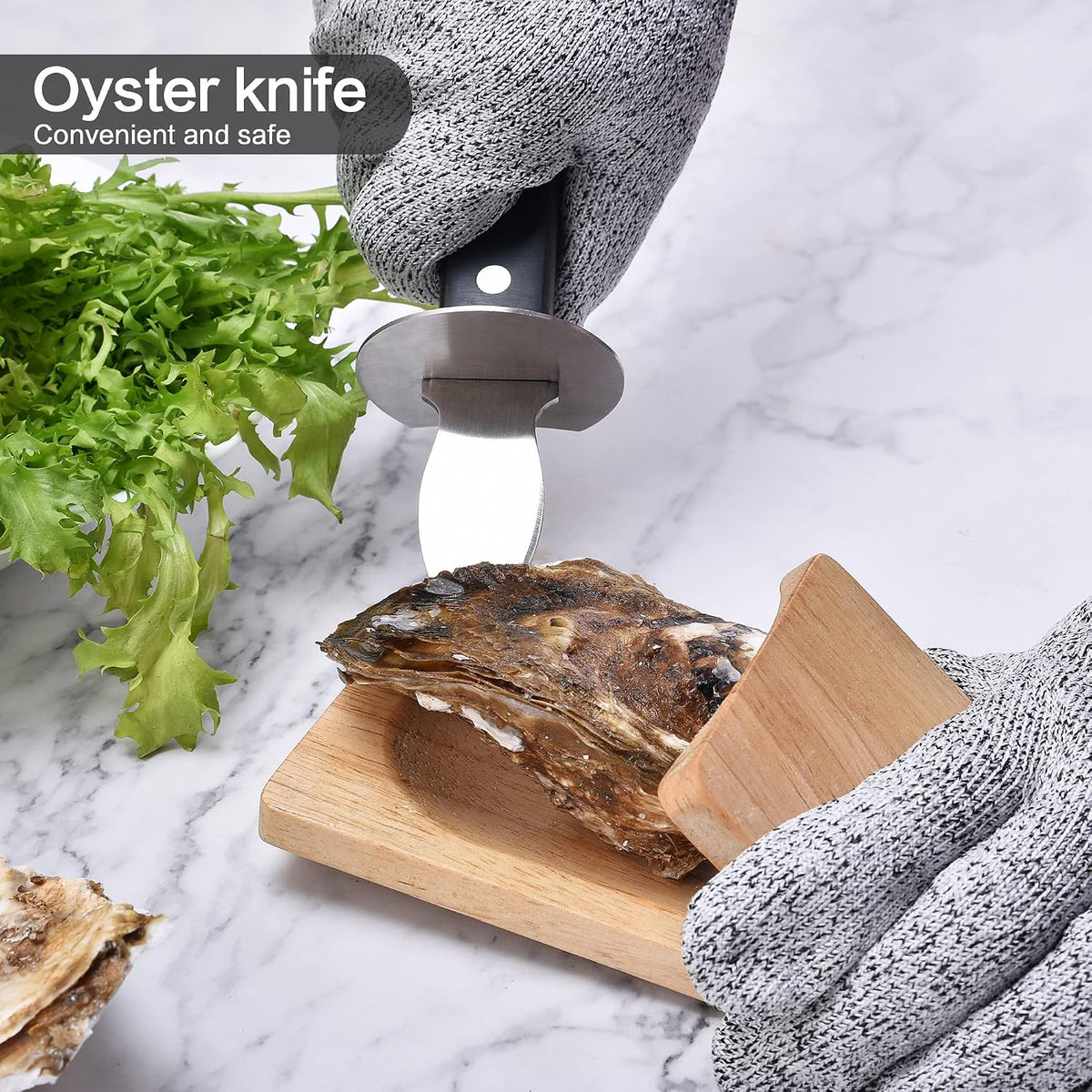 Oyster Knife Shucker Set Oyster Shucking Knife with Wooden holder Oyster Shucking Clamp Seafood Tools