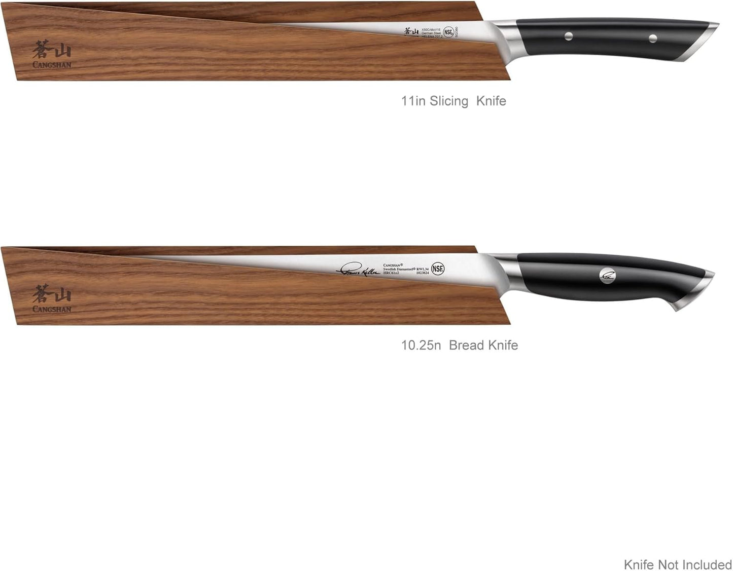 Cangshan Ash Wood Magnetic Knife Sheaths for 10.25" Bread/10" Slicing Knife, 503923