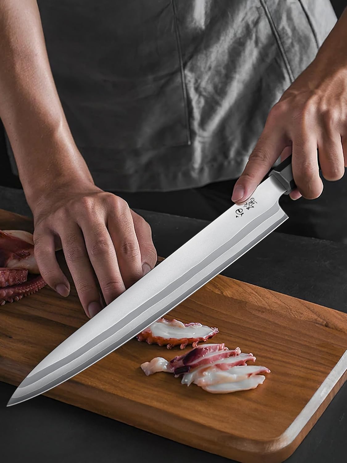 Sushi Knife 10", Sharp Japanese Sashimi Knife for Fish Filleting | High Carbon Steel Yanagiba Knife | 12° Edge | 62 HRC | octagonal G10+Olive Wood Handle | Kitchen Knives for Home & Gifting