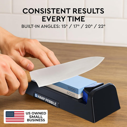 Complete Whetstone Knife Sharpening Stone Kit – 1000/6000 Grit | Wet Stone Sharpener with Built-In Angle Guides (15°/17°/20°/22°) for German & Japanese Knives- Beginner-Friendly