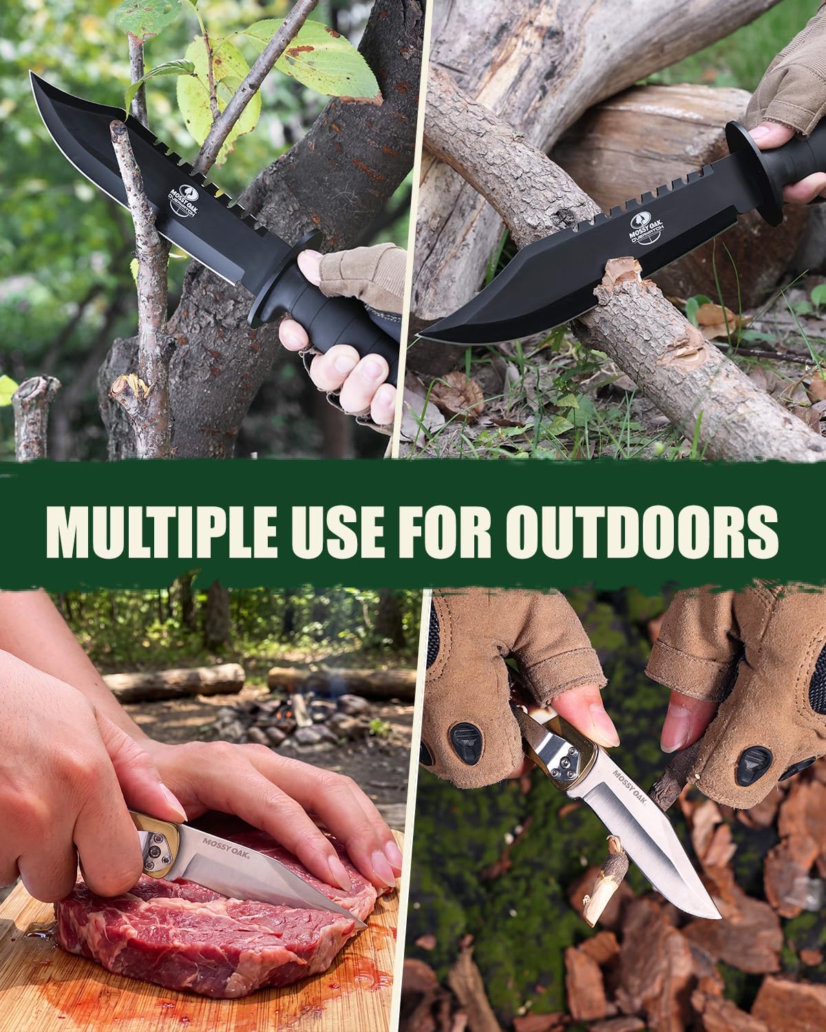 15-inch Survival Bowie Knife & Folding Pocket Knife