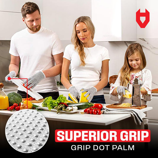 Cut Resistant Gloves With Grip Microdots — Food Grade Cutting Glove | Cut Proof Kitchen Gloves, Mandoline and Food Prep Safety, Great For Woodworking, Ambidextrous, Breathable, Machine Washable