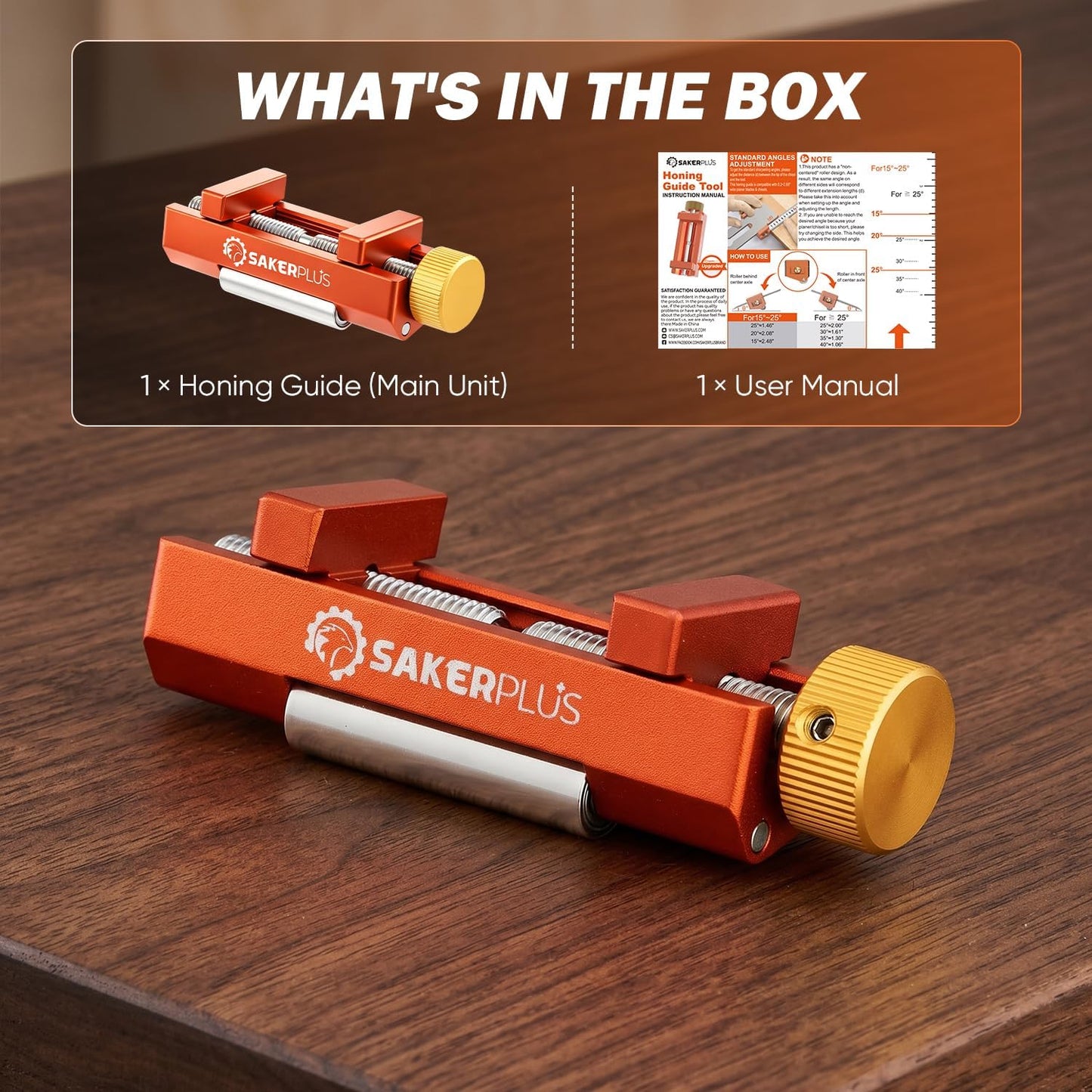 Chisel Sharpening Jig with Whetstone, Off-Center Sharpening Tool for Chisels and Planes, Width 0.2–2.55 Inches, Fine/Coarse Diamond Stone (Guide*1+Stone*1)