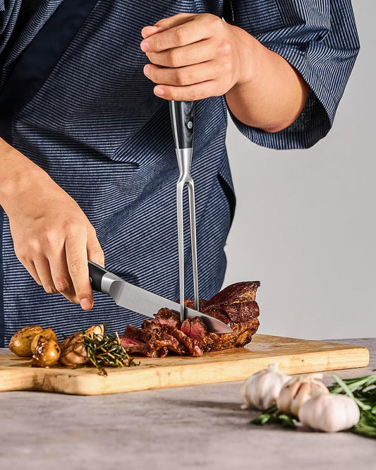 Turkey Carving Set - German Steel Carving Knife & Fork Set | German 1.4116 Steel Full Tang Set, Pakkawood Handles With Mosaic Pins, Meat Poultry Brisket Portioning Set With Gift Box