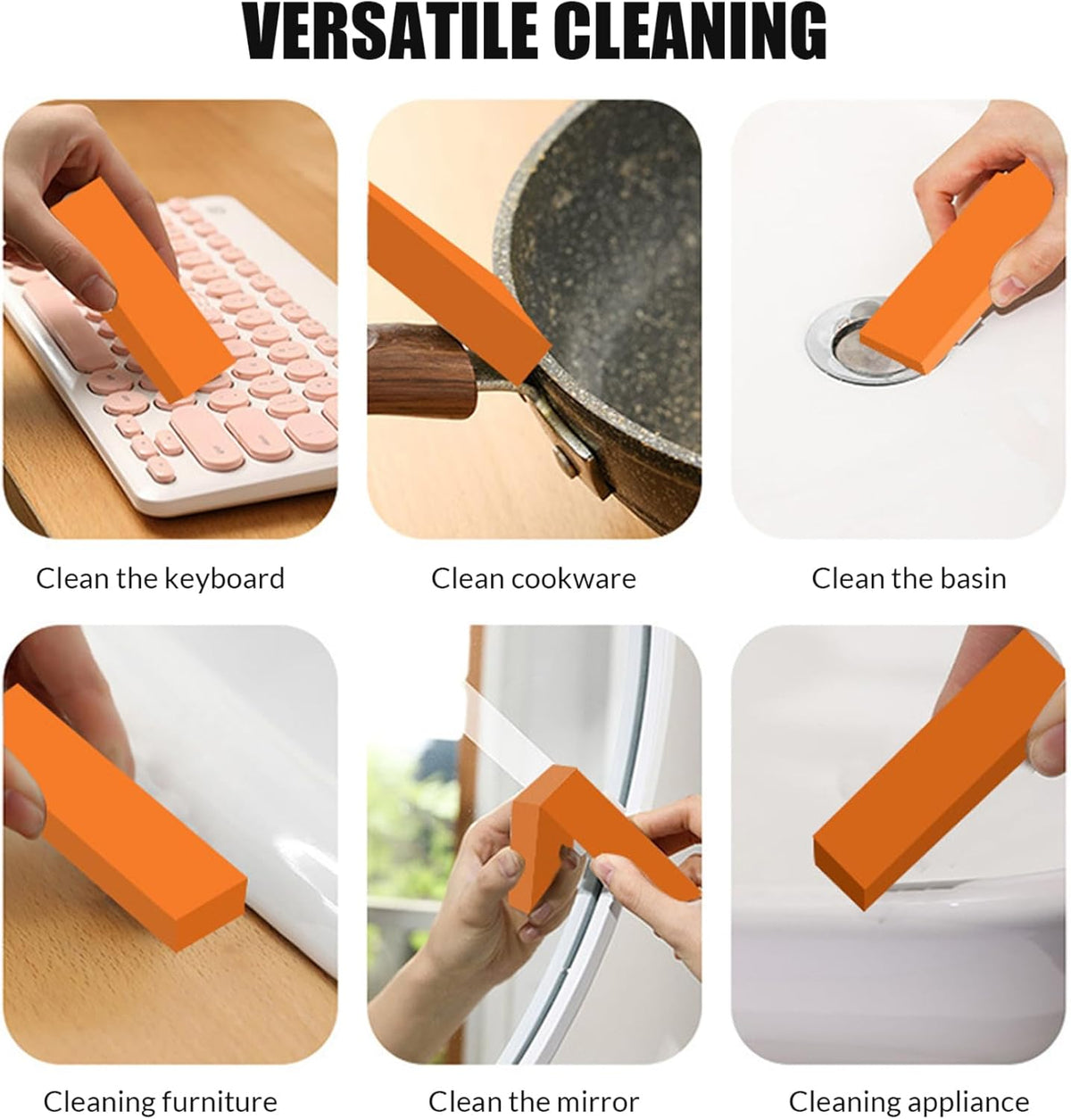 6PCS Scratch Remover for Stainless Steel, Reusable Quick Cleaning Stainless Steel Scratch Remover, Portable Rust Eraser for Kitchen, Bathroom, Household