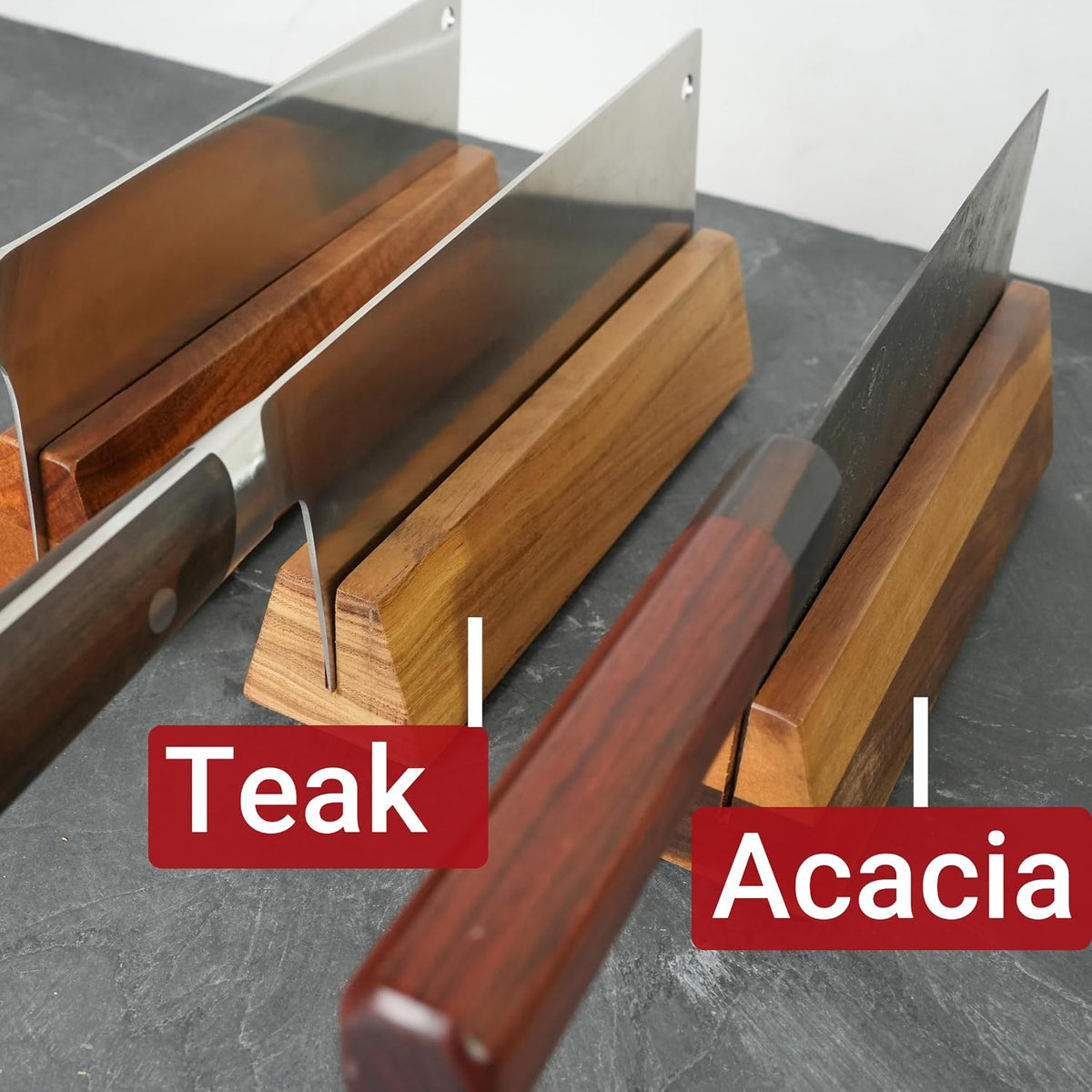 Cleaver Stand | 8.25-inch wood vegetable cleaver knife storage block (Teak, 2mm)