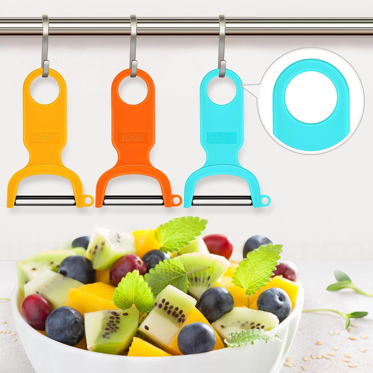 Original Vegetable Fruit Peeler Carbon Steel Blade 3 Pack Red/Green/Yellow…
