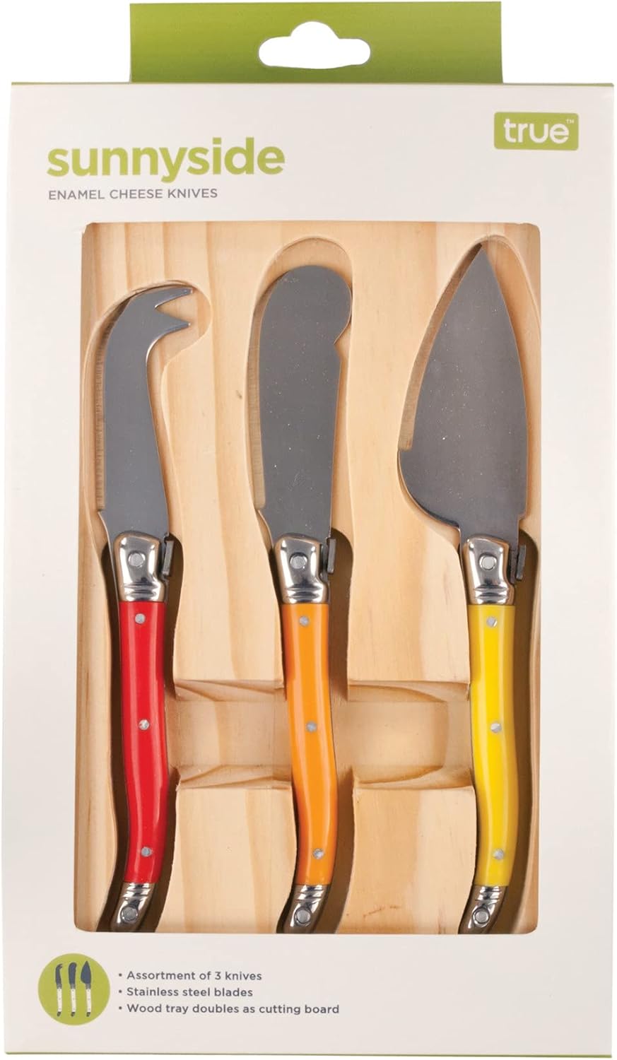 Camembert Cheese Board and Tool Set - Wooden Cheese Platter Tray and Stainless Steel Knives, Circular Wood Serving Board Gift Set - House Gift, Gift for Couples, Bridal Shower Gift