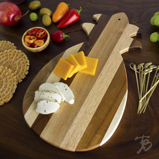 Rock & Branch Series Shiplap Pineapple Shaped Wood Serving and Cutting Board | Great for Wall Art 14-3/8" x 8" x 5/8"
