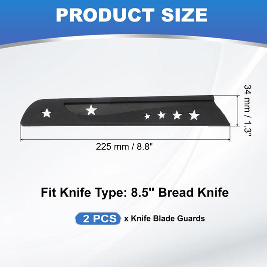 Plastic Safety Knife Cover Sleeves for 8.5" Bread Knife, 2 Pack Knife Blade Guard Protector Universal Kitchen Knife Sheath for Kitchen Bar, Black