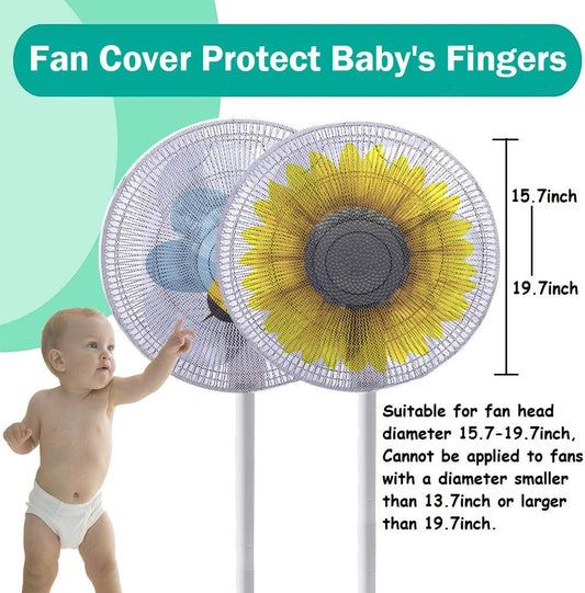 2 Pack Cartoon Fan Guard Net Safety Filters - Kid Finger Protector Summer Washable Children Safety Cover