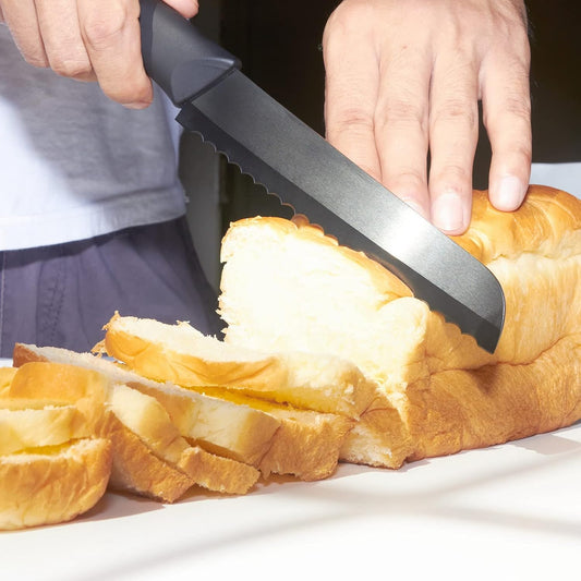Ceramic Serrated Bread Knife Slicing Knife - 6" Sharp Blade Kitchen Knife | With Cover