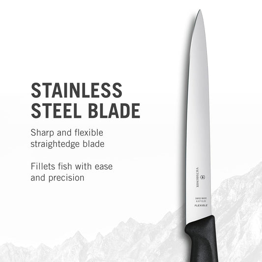 Swiss Classic 8-Inch Fillet Knife, with Straight Flexible Blade, Multicolor