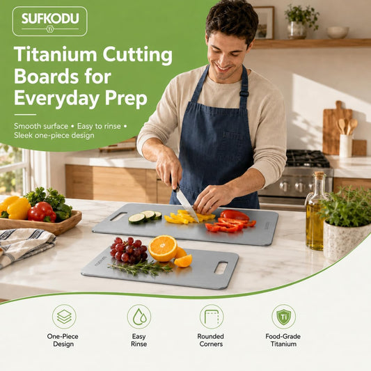 Titanium Cutting Board Set of 3, Titanium Cutting Boards for Kitchen, 100% Double-Sided Titanium Cutting Boards, Separate Raw and Cooked Food Areas, Non-Toxic, Dishwasher Safe (S+ M + L)